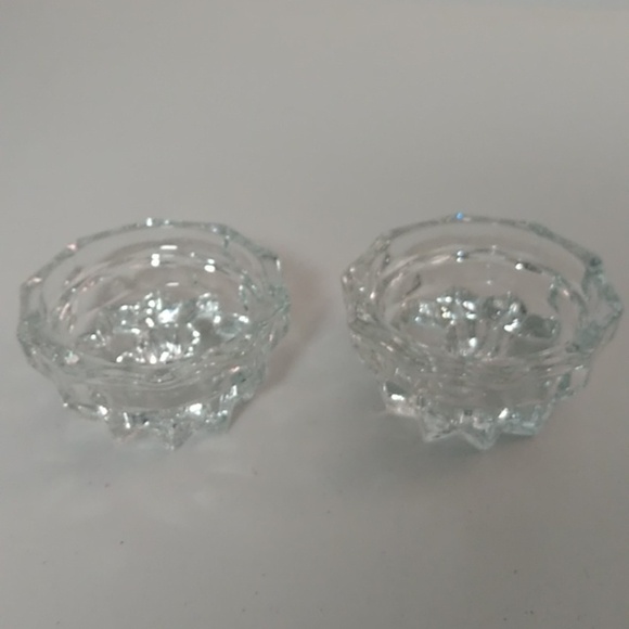 MID-CENTURY MODERN, STARBURST, HEAVY GLASS LOW PROFILE, SET OF 2 CANDLE … - Picture 5 of 7